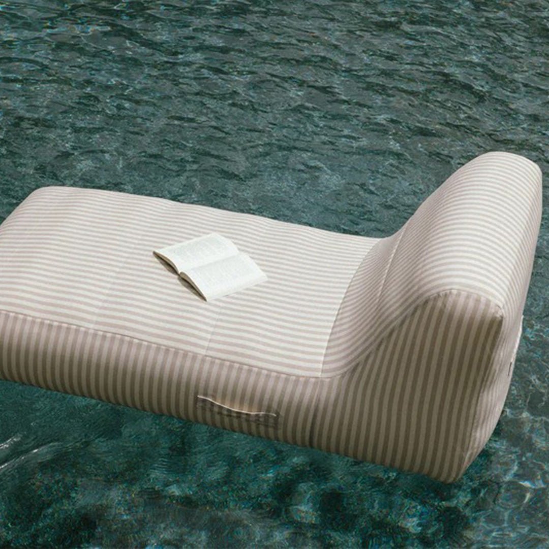 Pool Chaise, Ivory/Flax Stripe - Pool & Patio Lounger