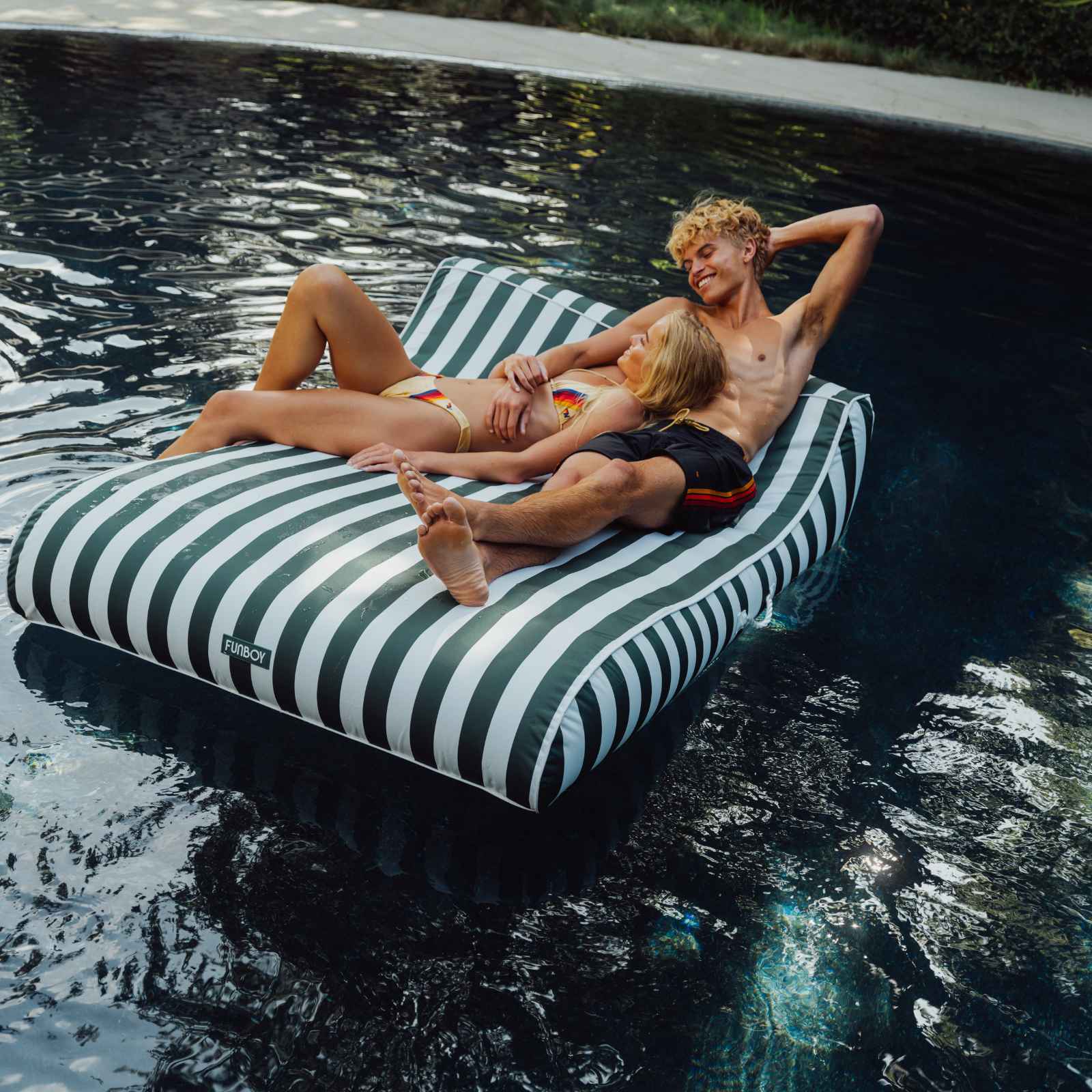 Double Fabric Lounger Green Stripe