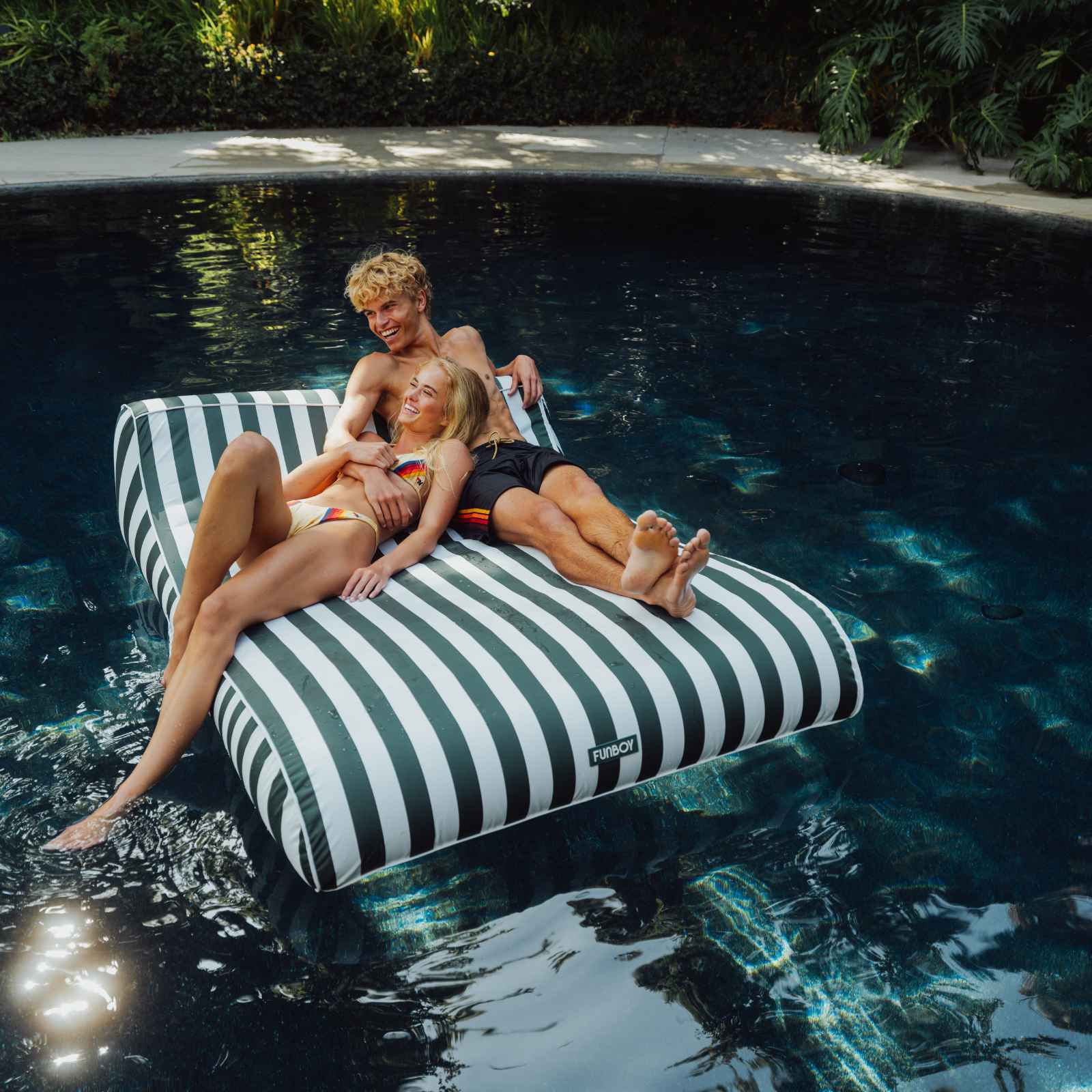 Double Fabric Lounger Green Stripe